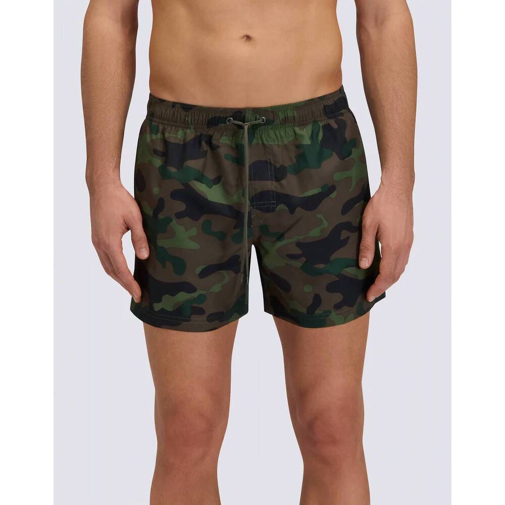NEW SUNDEK elastic waist swim trunk short in vintage deep forest